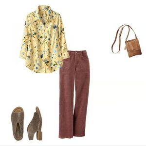 NWT Coldwater Creek Signs of Spring 3/4-Sleeve No-Iron Shirt Sz 14P